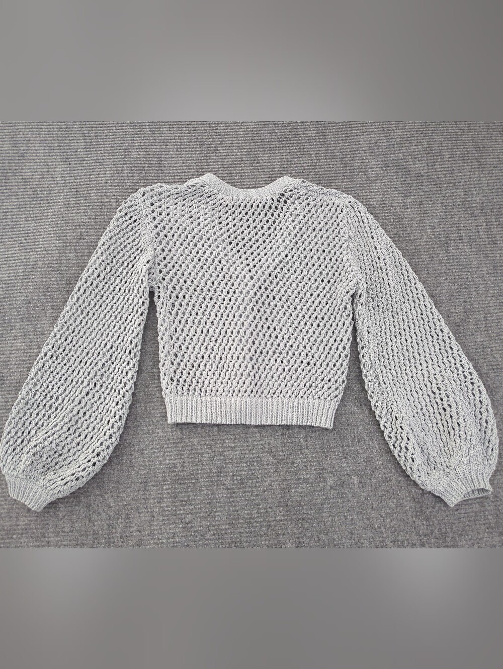 Theory Merletto Mesh Cardigan Ice Blue Gray Blue Open Knit Cropped Small Beach - Picture 11 of 11